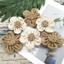 Load image into Gallery viewer, 5Pcs Handmade Burlap Flowers Vintage