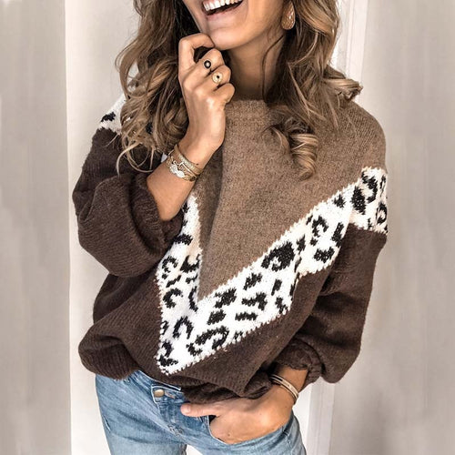 Autumn Winter Loose  Leopard Print Sweater